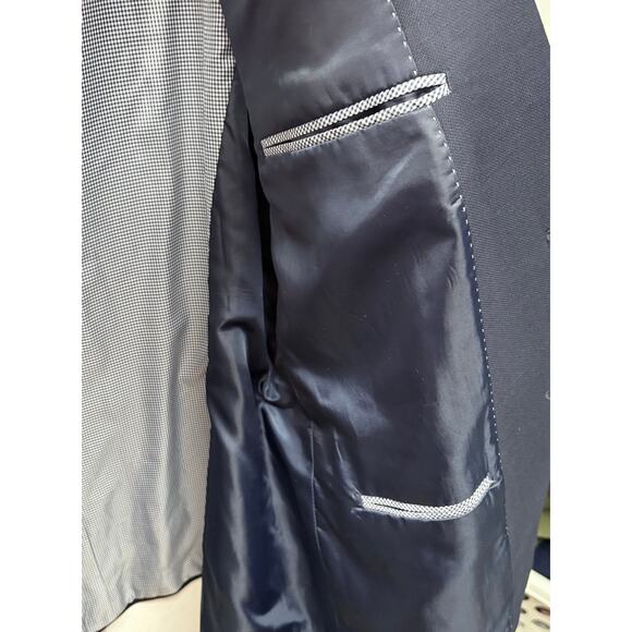 Tommy Hilfiger Wool Blend Sport Coat, Navy Blue Suit Jacket, Men's Size 46L - Picture 8 of 8